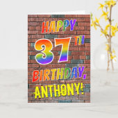 Graffiti Inspiriert Regenbogen-Look glücklich 37.  Karte (Gelbe Blume)