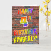 Graffiti Inspiriert Regenbogen-Look GLÜCKLICH 4 GE Karte (Gelbe Blume)