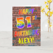 Graffiti Inspiriert Regenbogen-Look glücklich 51. Karte (Gelbe Blume)