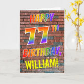 Graffiti Inspiriert Regenbogen-Look glücklich 77.  Karte (Gelbe Blume)