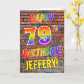 Graffiti Inspiriert Regenbogen-Look glücklich 79.  Karte (Gelbe Blume)