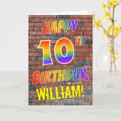 Graffiti Inspiriert Regenbogen sieht glücklich 10. Karte (Gelbe Blume)