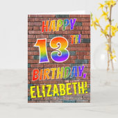 Graffiti Inspiriert Regenbogen sieht glücklich aus Karte (Gelbe Blume)