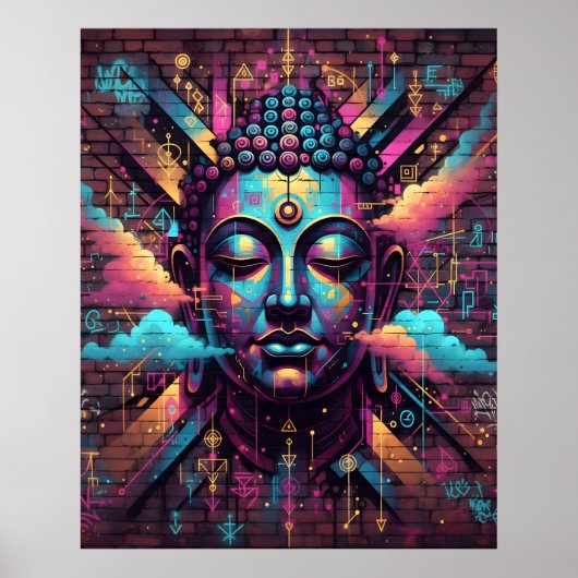 Graffiti-inspirierte moderne Kunst | meditierender Poster (Vorne)