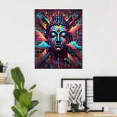 Graffiti-inspirierte moderne Kunst | meditierender Poster (Heimbüro)