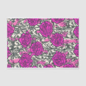 Graffiti-Inspirierte Rose Muster Pink Schwarz Seidenpapier (Vorderseite)