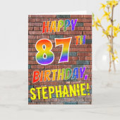 Graffiti inspirierter Regenbogen-Blick GLÜCKLICHER Karte (Gelbe Blume)