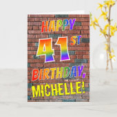 Graffiti-Inspirierter Regenbogen-Look GLÜCKLICH 41 Karte (Gelbe Blume)