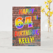 Graffiti-Inspirierter Regenbogen-Look GLÜCKLICH 64 Karte (Gelbe Blume)