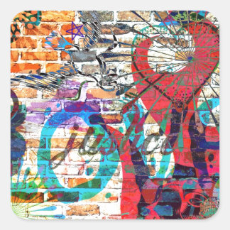 Graffiti-Justiz Quadratischer Aufkleber