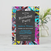 Graffiti-Kalkboard-Party Einladung (Stehend Vorderseite)