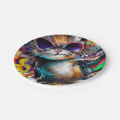 Graffiti-Katze: Spray-Lackpapier Pappteller (Schrägansicht)