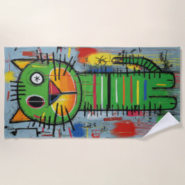 Graffiti-Katze Street-Art-Charakter Strandtuch
