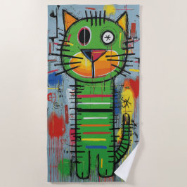 Graffiti-Katze Street-Art-Charakter Strandtuch