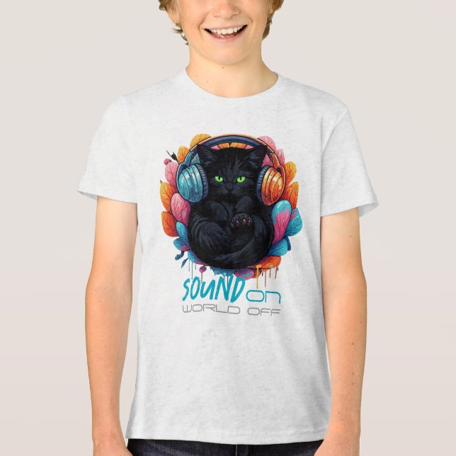 Graffiti Kitty Vibe Apparel - Black Tri-Blend Shirt (Vorderseite)