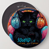 Graffiti Kitty Vibe Button - Schwarz (Vorne & Hinten)