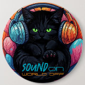 Graffiti Kitty Vibe Button - Schwarz (Vorderseite)