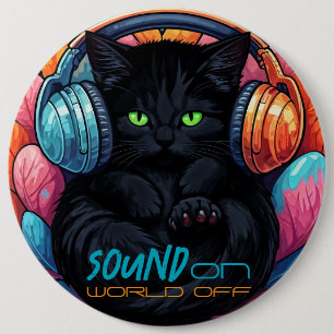 Graffiti Kitty Vibe Button - Schwarz