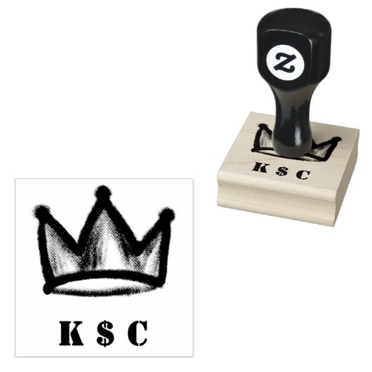 Graffiti-Krone mit Initialen Gummistempel (Stempel)