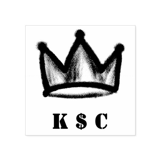 Graffiti-Krone mit Initialen Gummistempel (Prägung)