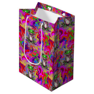 Graffiti-Kunst psychedelische Frösche farbenfrohe Mittlere Geschenktüte