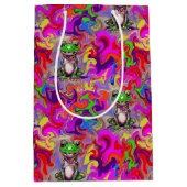 Graffiti-Kunst psychedelische Frösche farbenfrohe Mittlere Geschenktüte (Vorderseite)