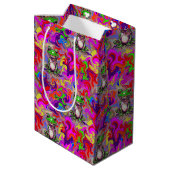 Graffiti-Kunst psychedelische Frösche farbenfrohe Mittlere Geschenktüte (Rückseite Schrägansicht)