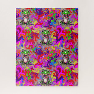 Graffiti-Kunst psychedelische Frösche farbenfrohe Puzzle