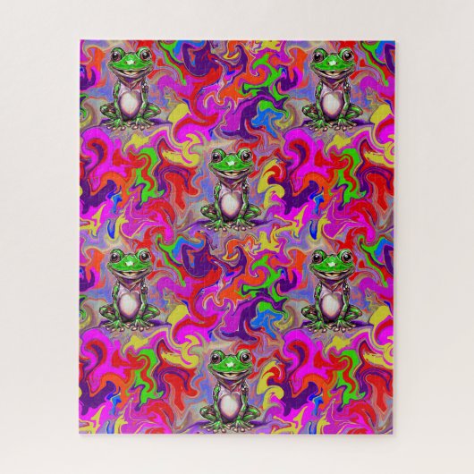 Graffiti-Kunst psychedelische Frösche farbenfrohe Puzzle (Vertikal)