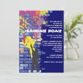 Graffiti-Künstler-Bar-Schläger Mitzvah Einladung (Stehend Vorderseite)