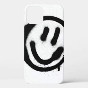 Graffiti-Lächeln-Gesicht-Emoticon in Schwarz auf W Case-Mate iPhone Hülle