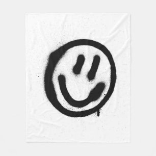 Graffiti lächelnd Gesicht Emoticon in schwarz auf  Fleecedecke