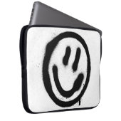 Graffiti lächelnd Gesicht Emoticon in schwarz auf  Laptopschutzhülle (Vorne Rechts)