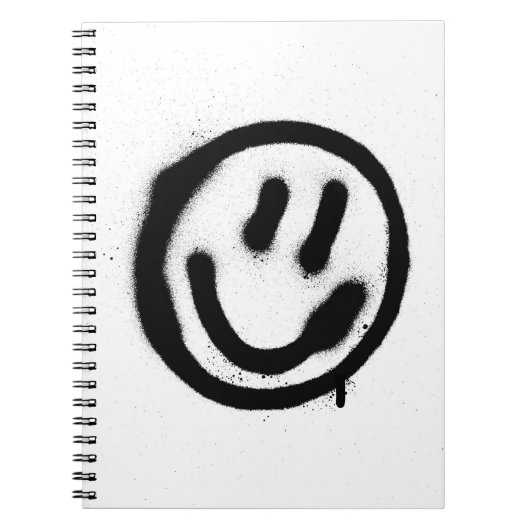 Graffiti lächelnd Gesicht Emoticon in schwarz auf  Notizblock (Vorderseite)