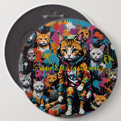 Graffiti Legend Street Cat Happy Birthday Name Button (Vorne & Hinten)