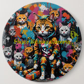 Graffiti Legend Street Cat Happy Birthday Name Button (Vorderseite)