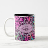 Graffiti Leopard Muster Individuelle Name & Monogr Zweifarbige Tasse (Links)