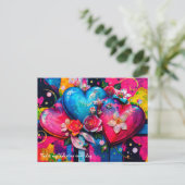 [Graffiti-Liebe} Gothic-Grunge Valentinstag Postkarte (Stehend Vorderseite)