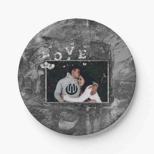 Graffiti Liebe Grunge | Einfache Imitate Kristallg Pappteller (Vorderseite)