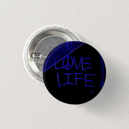 Graffiti "Liebe Life" Blauer Neonknopf Button (Vorne & Hinten)