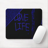 Graffiti "Liebe Life" Neon Blue Mouse Pad Mousepad (Mit Mouse)