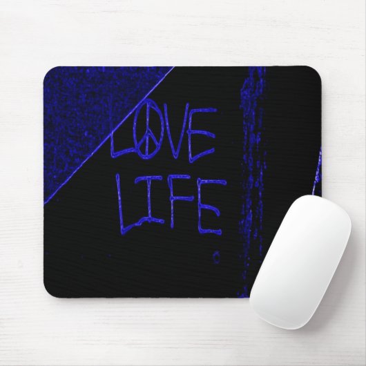 Graffiti "Liebe Life" Neon Blue Mouse Pad Mousepad (Mit Mouse)