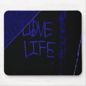 Graffiti "Liebe Life" Neon Blue Mouse Pad Mousepad (Vorne)