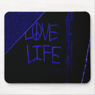 Graffiti "Liebe Life" Neon Blue Mouse Pad Mousepad