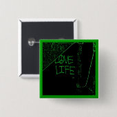 Graffiti "Liebe Life" Neon Green Button (Vorne & Hinten)