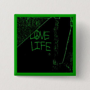 Graffiti "Liebe Life" Neon Green Button