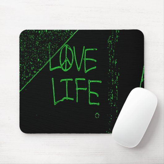 Graffiti "Liebe Life" Neon Green Mouse Pad Mousepad (Mit Mouse)