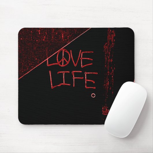 Graffiti "Liebe Life" Neon Red Mouse Pad Mousepad (Mit Mouse)