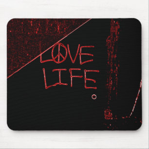 Graffiti "Liebe Life" Neon Red Mouse Pad Mousepad