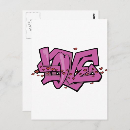 Graffiti-Liebe Postkarte (Vorne/Hinten)